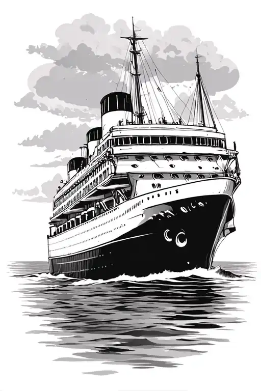 vintage cruise ship tattoo design idea