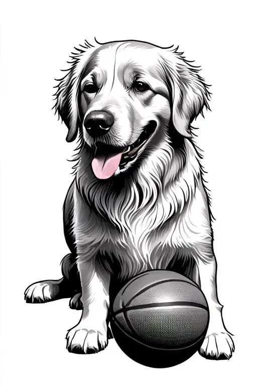 tattoo of a golden retriever inspired by basketball  tattoo design idea