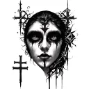 Final Tattoo Design ConceptMain Elements:🖤 Face:Cross marks on the eyes → Symbolizing blindness to people's fake na tattoo design idea