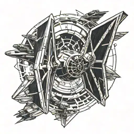 tie fighter and Spitfire dogfight tattoo design idea
