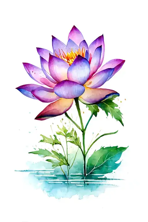fireweed and lotus flower blooming tattoo design idea