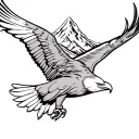 simple eagle soaring with mountain scene tattoo design idea