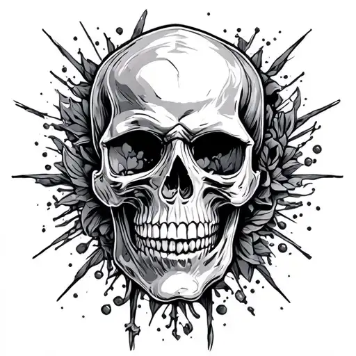 skull dead from alcohol bottle tattoo design idea