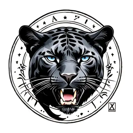 american traditional panther tattoo design idea