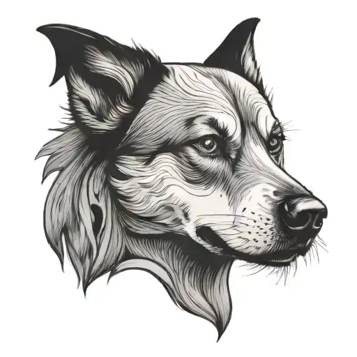Half Dog Face tattoo design idea