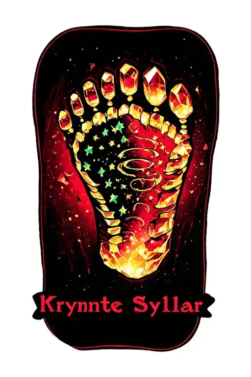 kryptonite crystal  baby footprint with name skylar on forearm tattoo design idea