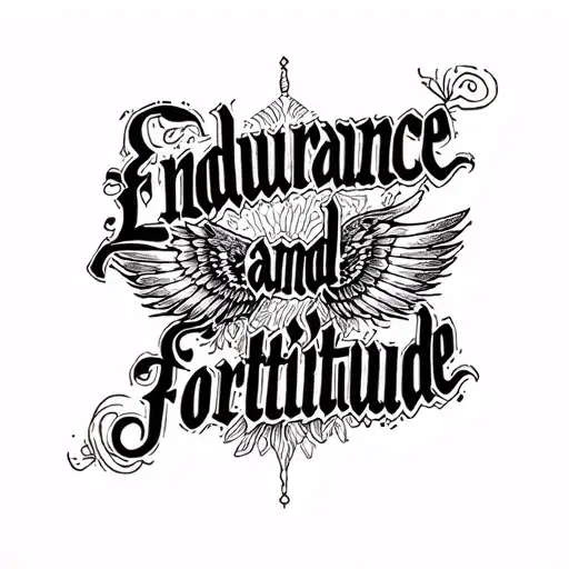 the words "endurance and fortitude" no graphic pictures just the word tattoo design idea