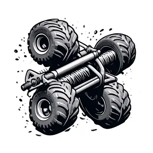 Line art off-road shock absorber, bullbar, winch. mud, Simple outline. tattoo design idea