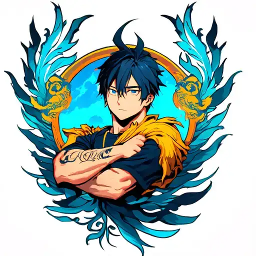 an anime sleeve for a guy tattoo design idea