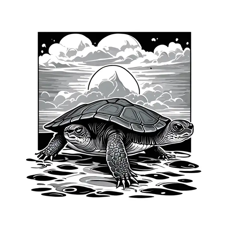 turtle with semi colon tattoo design idea