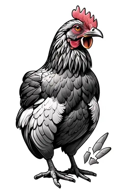 chicken with two broken legs   tattoo design idea