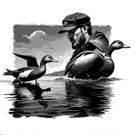 Hunter father flying ducks to his son g incorporé en hommage tattoo design idea