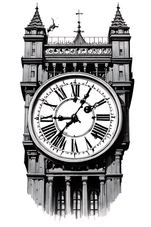 clock tower tattoo design idea