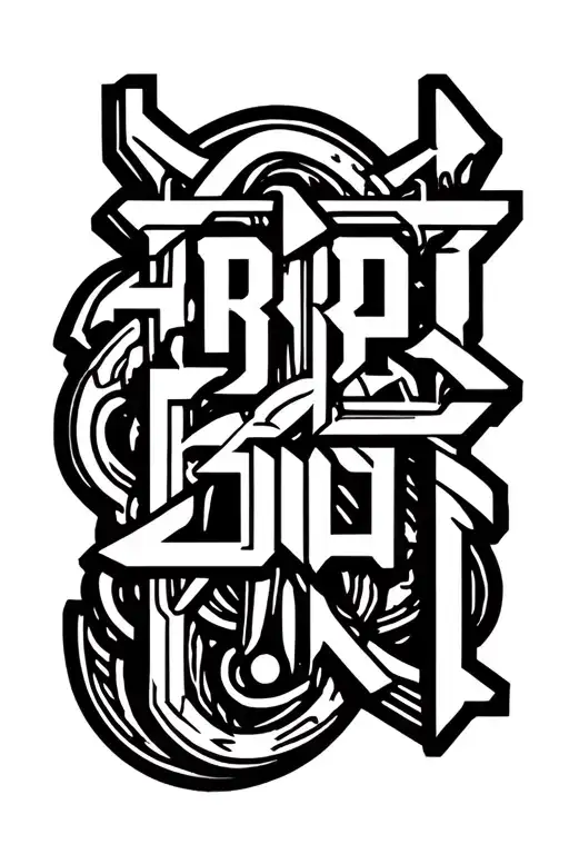 only letters for "ARJUN" in vibe of japanese and vikings letters tattoo design idea