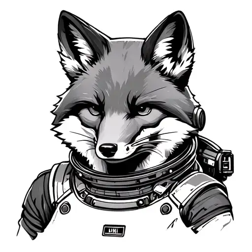 Fox head in a spacesuit tattoo design idea