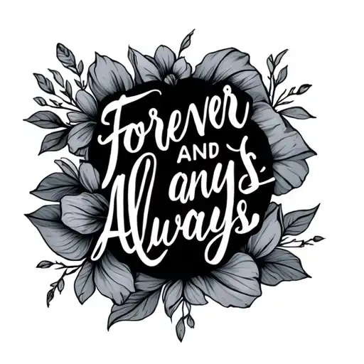 forever and always in thin cursive tattoo design idea