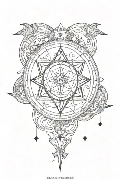 philosophers stone symbol with leo and pisces zodiac sign surounded by mandala  tattoo design idea