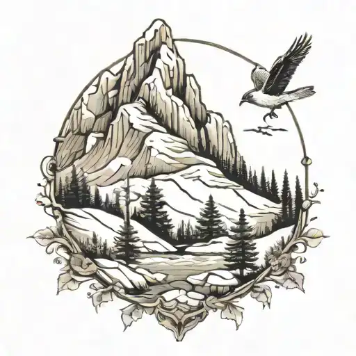 appalachian mountain range scene tattoo design idea