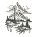 appalachian mountain range scene tattoo design idea