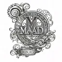 spell out M. A. D. in red and underneath in Roman numerals the date 8-20-22 tattoo design idea