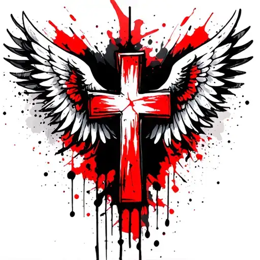 cross with wings spread tattoo design idea