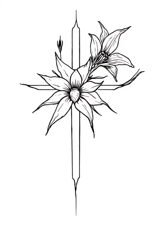 cross and spiderlily tattoo design idea