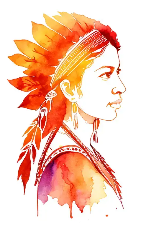 native american woman tattoo design idea