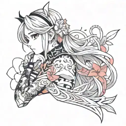 Anime waifu sleeve tattoo tattoo design idea
