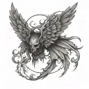 trust no one, demonic wings tattoo design idea