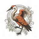 Crane bird tattoo design idea