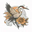 Crane bird tattoo design idea