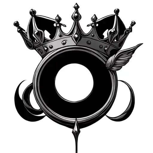 circle next to two lines next to a 3 point crown tattoo design idea