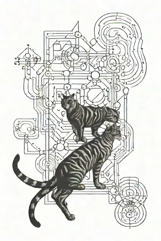 dopamine chemical structure with cat walking on top tattoo design idea