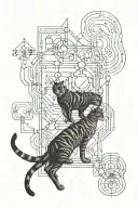 dopamine chemical structure with cat walking on top tattoo design idea