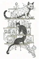 dopamine chemical structure with cat walking on top tattoo design idea