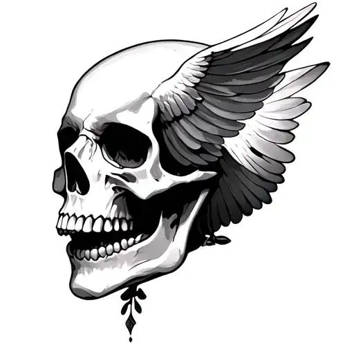 dove on skull tattoo design idea