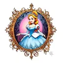 Cinderella in the style of Alice returns to madness  tattoo design idea