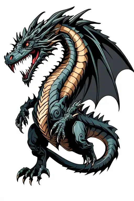 mechanical dragon tattoo design idea