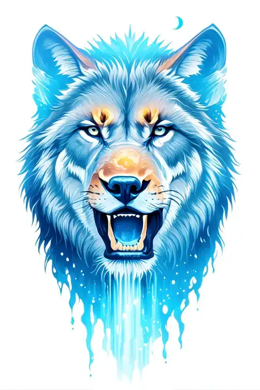 wolves mountains moon waterfall lion sabana sun sunset ocean orcs deep blue brujula tattoo design idea