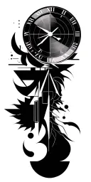 clock with sniper reticle tattoo design idea