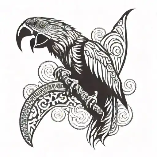 macaw saxophone tattoo design idea