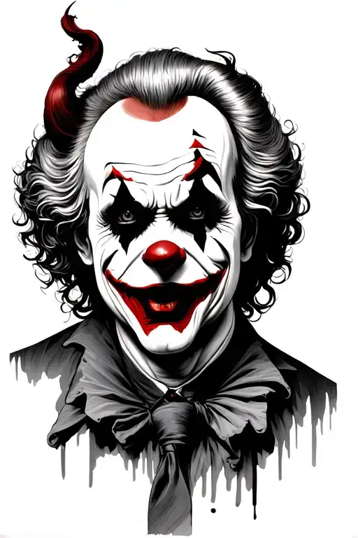 combination between pennywise and joker tattoo design idea