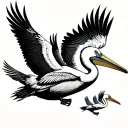 pelican flying away flock tattoo design idea