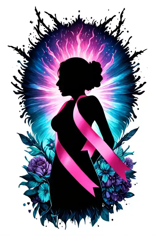 breast cancer survivor silhouette emerging tattoo design idea