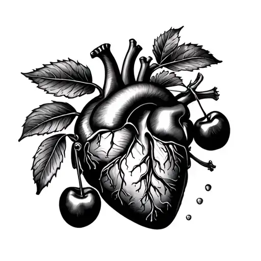 cherries next to heart organ tattoo design tattoo design idea