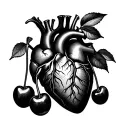 cherries next to heart organ tattoo design tattoo design idea