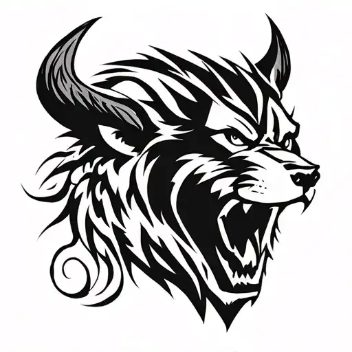 Wolverine animal consisting of taurus tattoo design idea