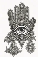 hamsa with eye of ra tattoo design idea