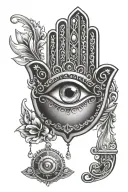 hamsa with eye of ra tattoo design idea