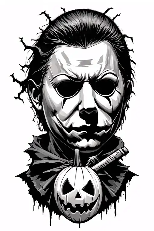 Michael myers with Halloween logo tattoo design idea